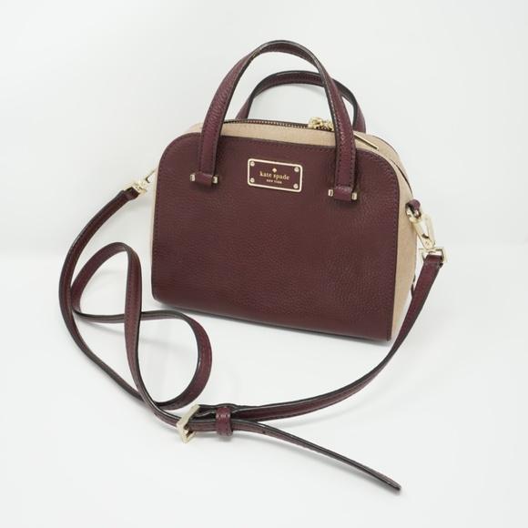 kate spade Handbags - Kate Spade Bowler Bag Maroon Tan Leather Crossbody
